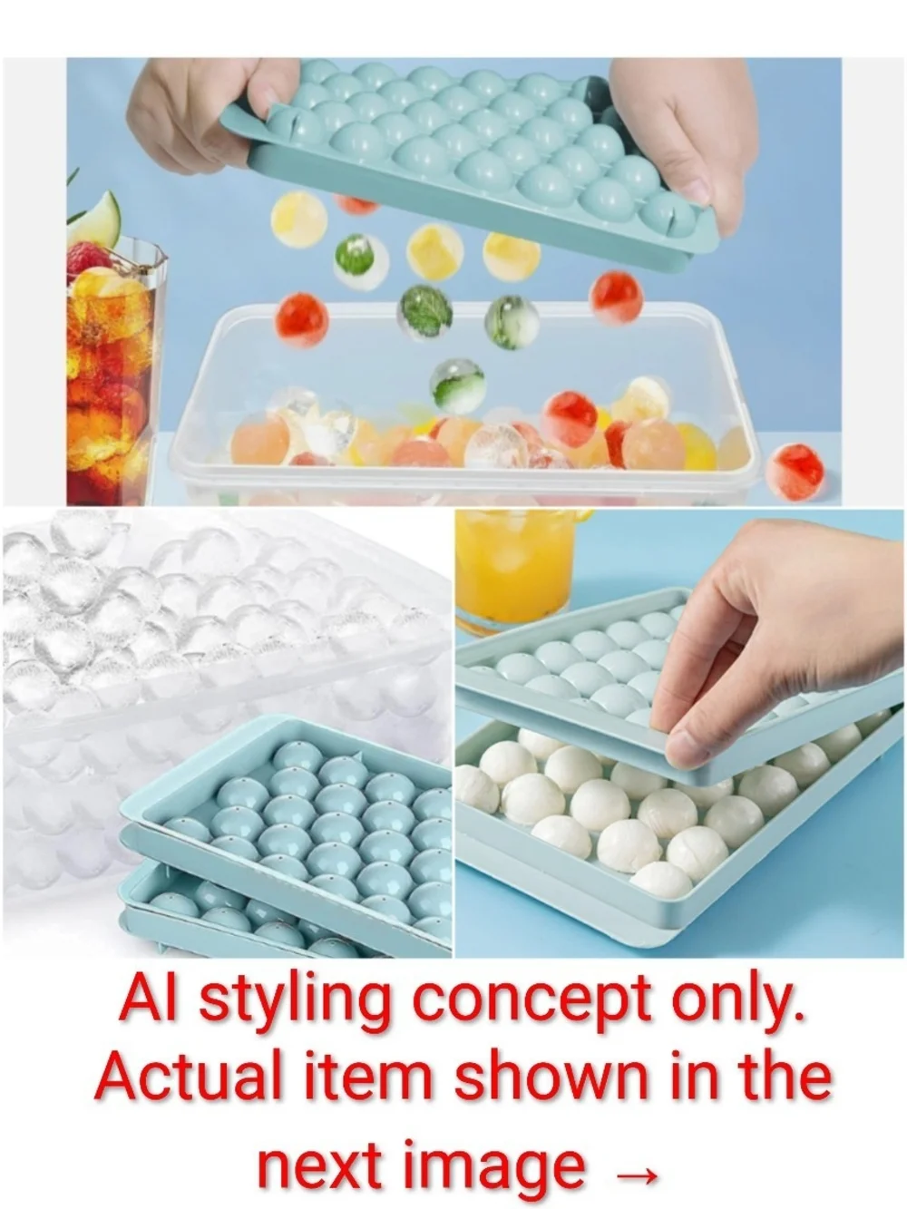 Round Ice Cube Tray with Storage Bin - Light Blue